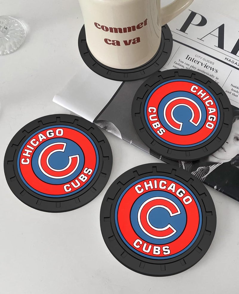 Kaleduo 2PCS Car Cup Holder Coaster,Auto Cup Holder Insert Coaster for Chicago Cubs Baseball Fans, Non-Slip Car Drink Holder Mat, Interior Accessories, Chicago Cubs - Image 5